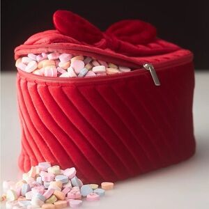 Anthropologie Quilted Velvet Train Case NWT